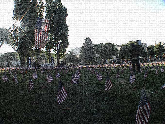 September 11, 2002 : American Flags Memorial : Washington Square Park, North Beach, San Francisco, CA