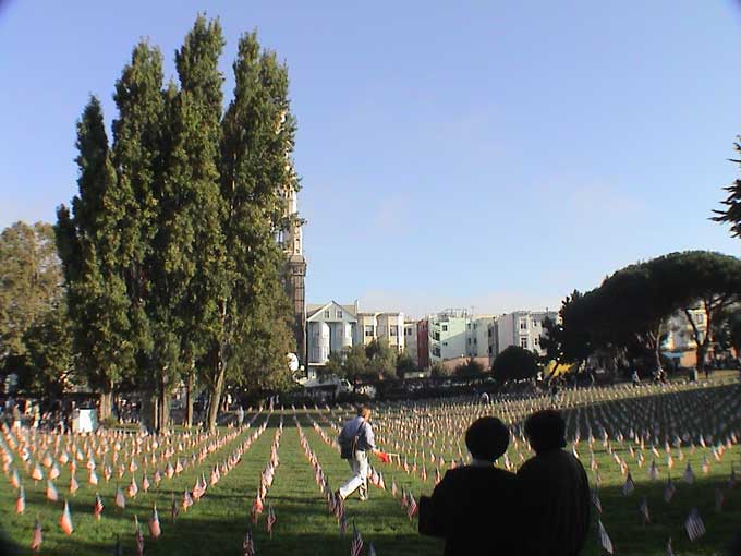 September 11, 2002 : American Flags Memorial : Washington Square Park, North Beach, San Francisco, CA