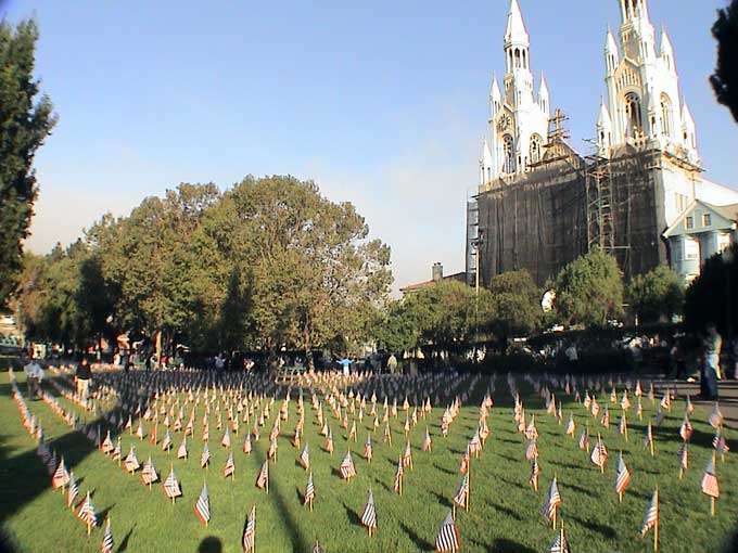 September 11, 2002 : American Flags Memorial : Washington Square Park, North Beach, San Francisco, CA